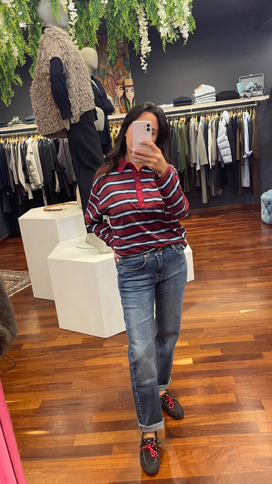 Polo righe bordeaux
