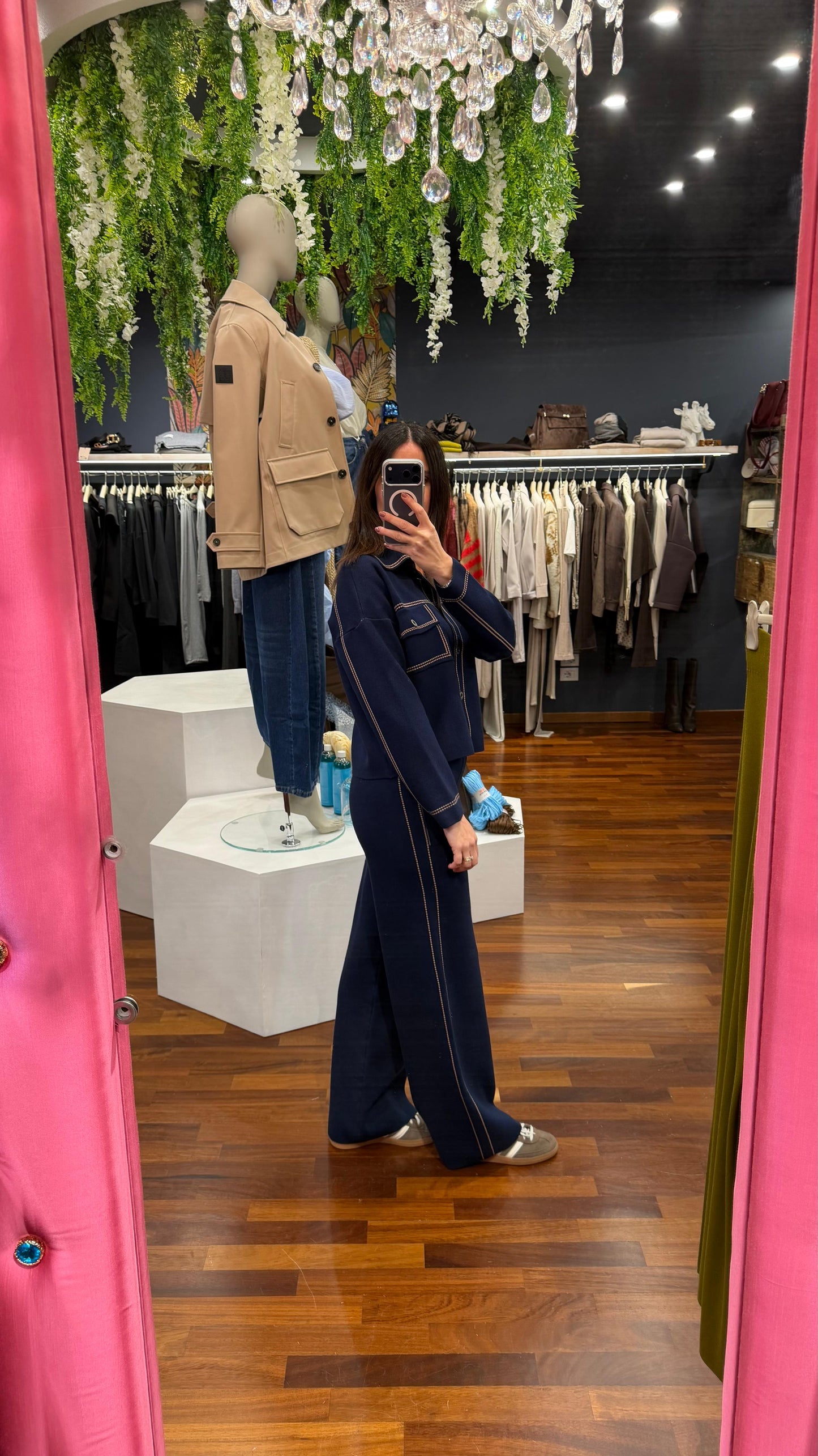 Pantalone in maglia palazzo con tasche blu - Kontatto
