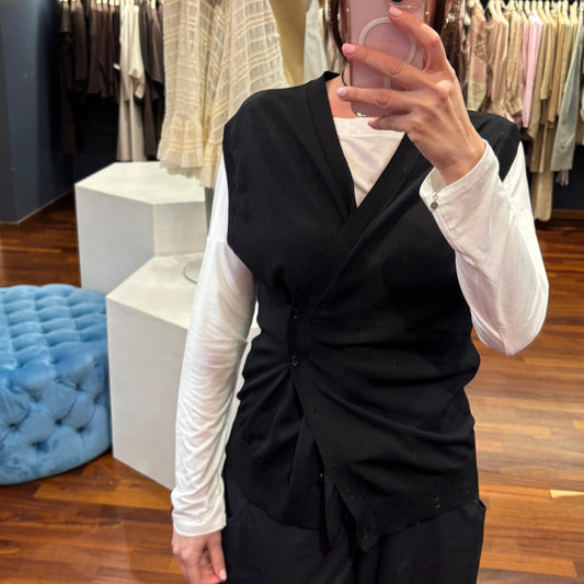 Gilet in filo con bottoni nero - Vicolo