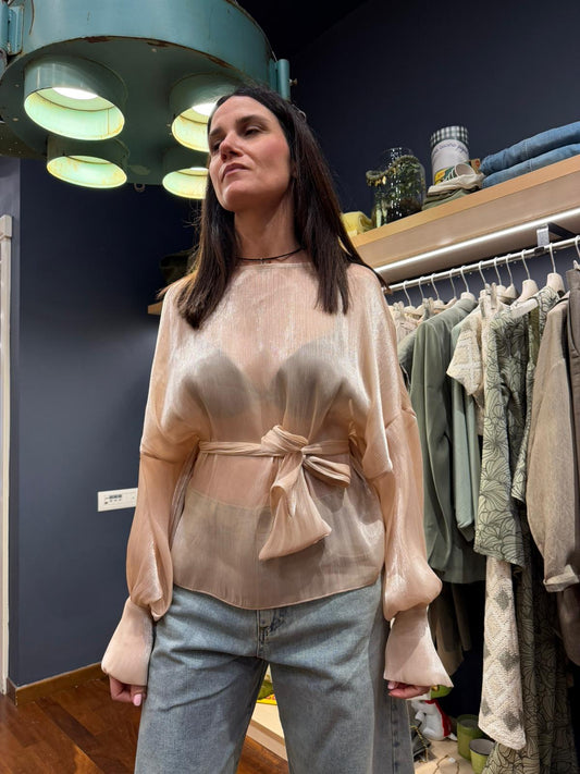 Blusa lucida oro cipria - Souvenir