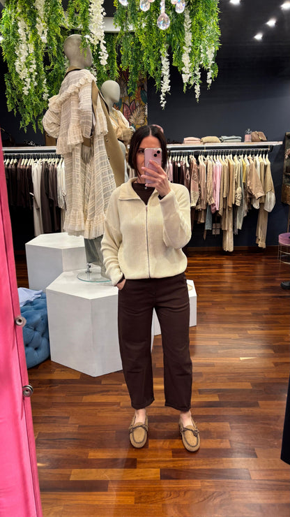 Pantalone dritto con molla cioccolato - Kontatto