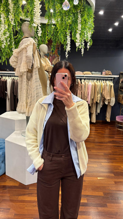Pantalone dritto con molla cioccolato - Kontatto