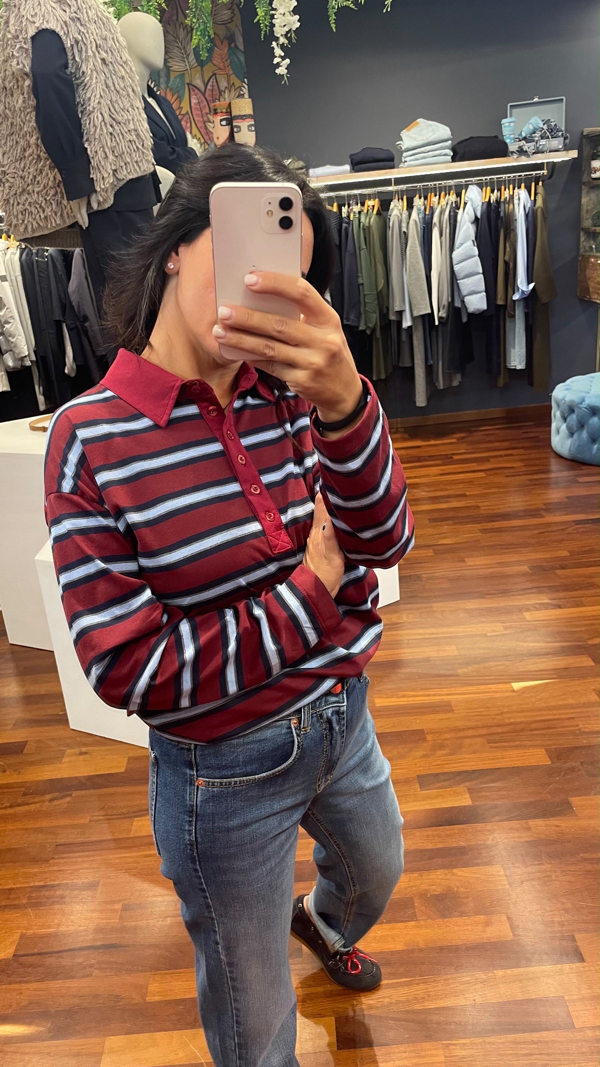 Polo righe bordeaux