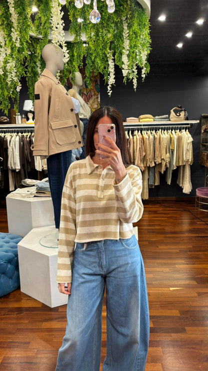 Polo crop a righe - Vicolo