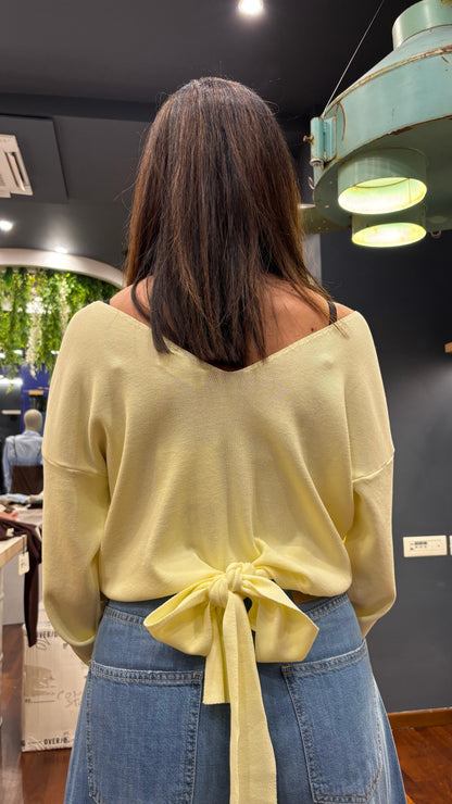 Maglia scollo a V avanti e dietro con laccio vita - Vicolo