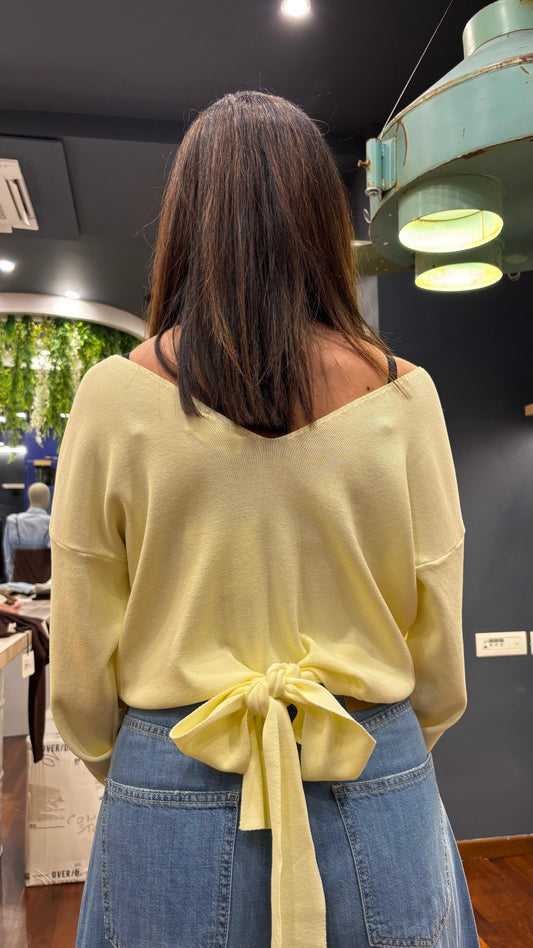 Maglia scollo a V avanti e dietro con laccio vita - Vicolo