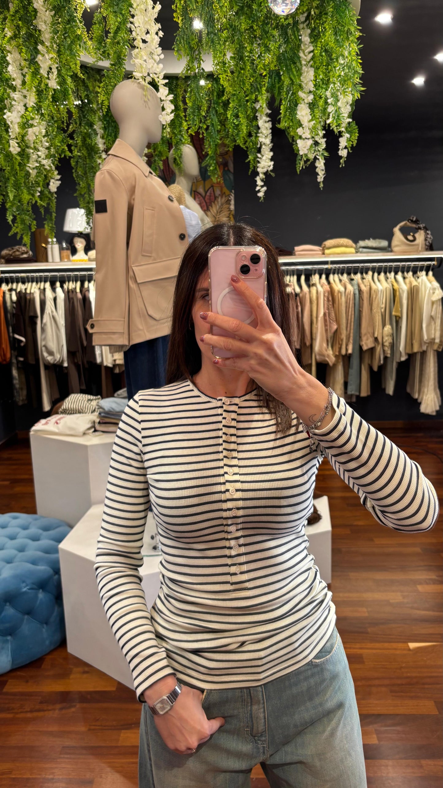 Maglia costine e bottoncini stretta - Vicolo