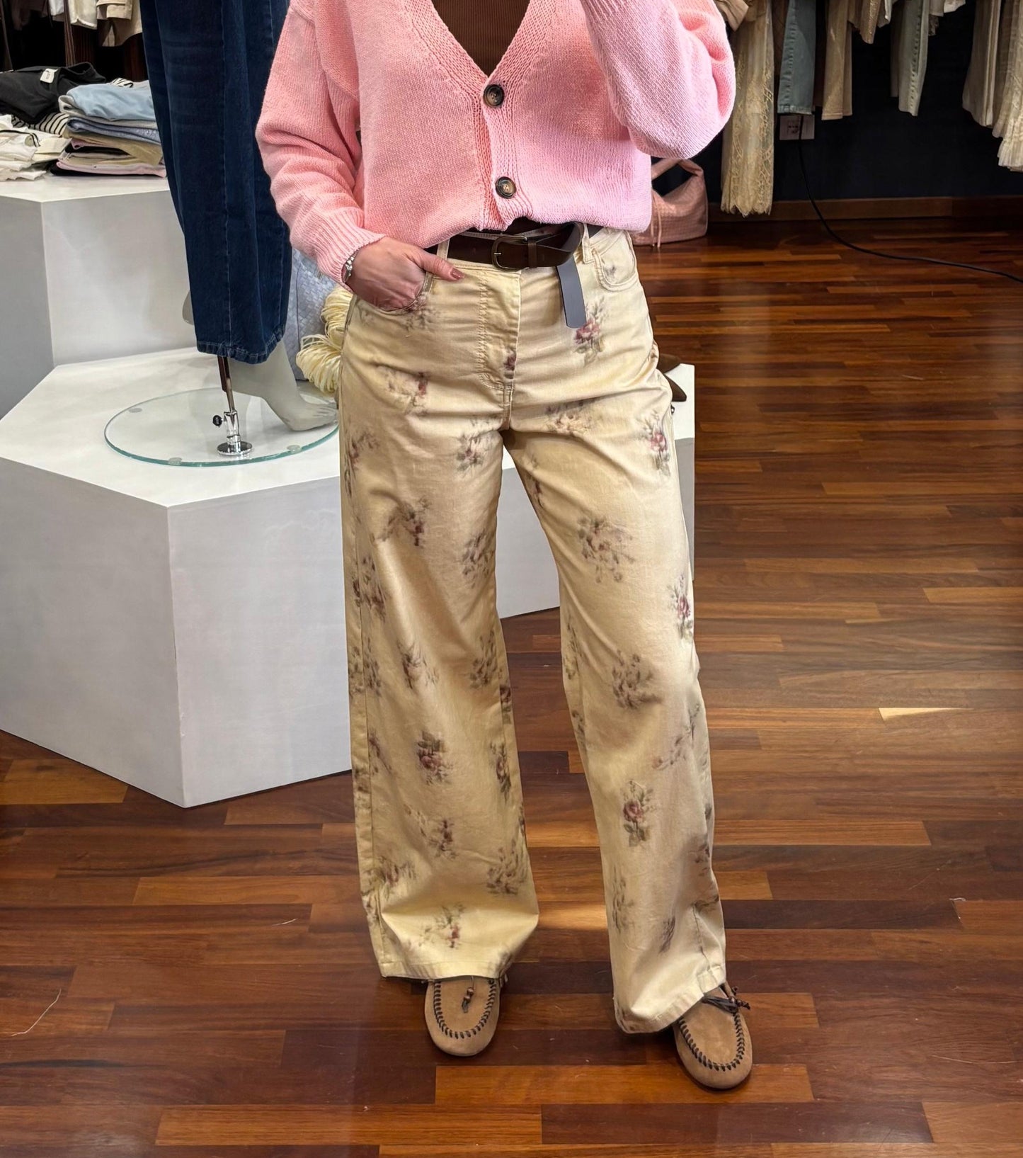 Jeans palazzo con motivo floreale - Souvenir
