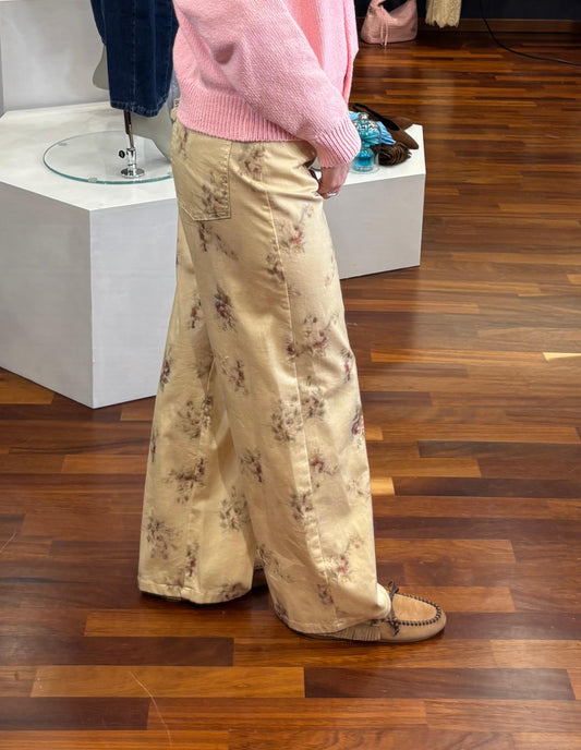 Jeans palazzo con motivo floreale - Souvenir