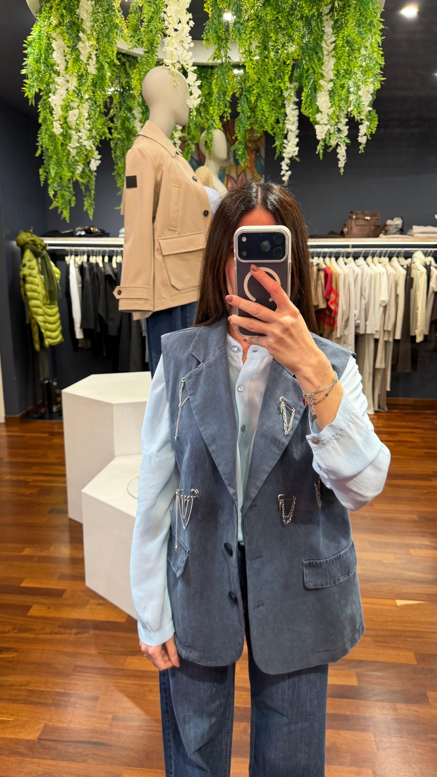 Gilet in denim over con spille - Dejavu