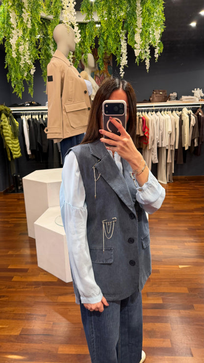 Gilet in denim over con spille - Dejavu