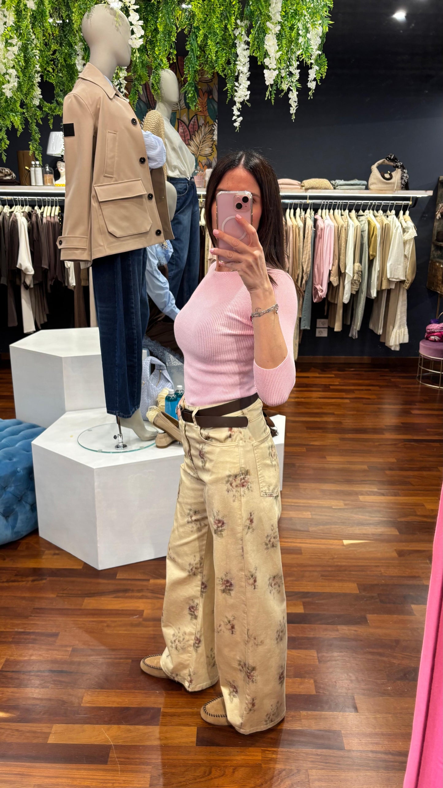 Jeans palazzo con motivo floreale - Souvenir