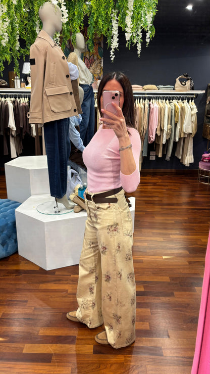 Jeans palazzo con motivo floreale - Souvenir