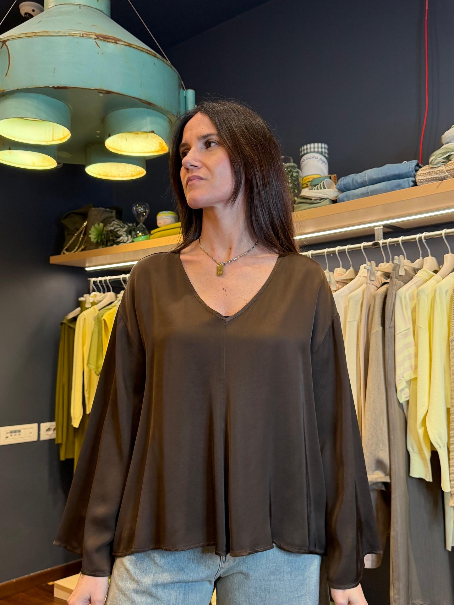 Blusa in raso manica lunga - Souvenir