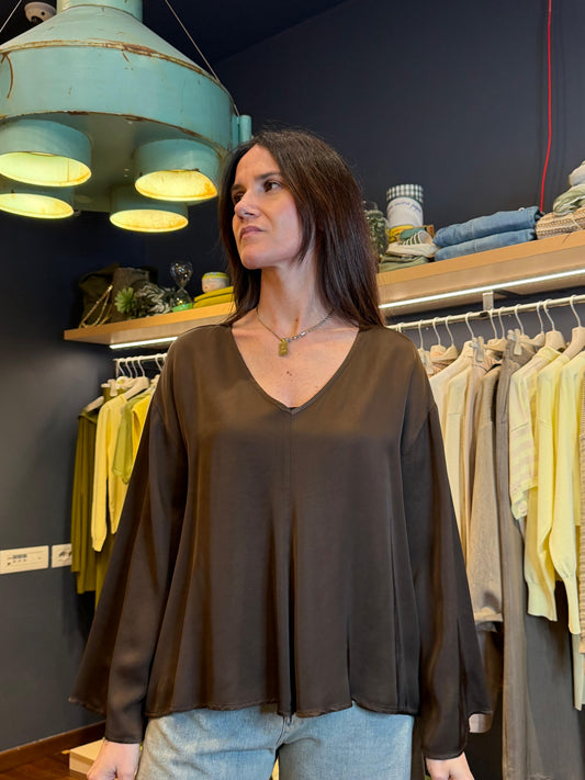 Blusa in raso manica lunga - Souvenir