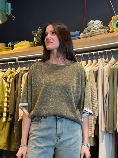 Maglia morbida in lurex oliva - Kontatto