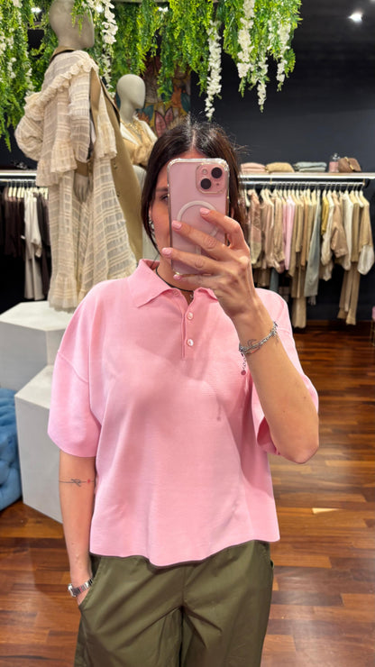 Polo in cotone morbida rosa - Vicolo