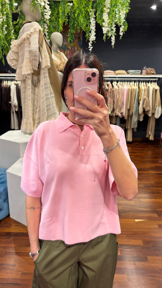 Polo in cotone morbida rosa - Vicolo