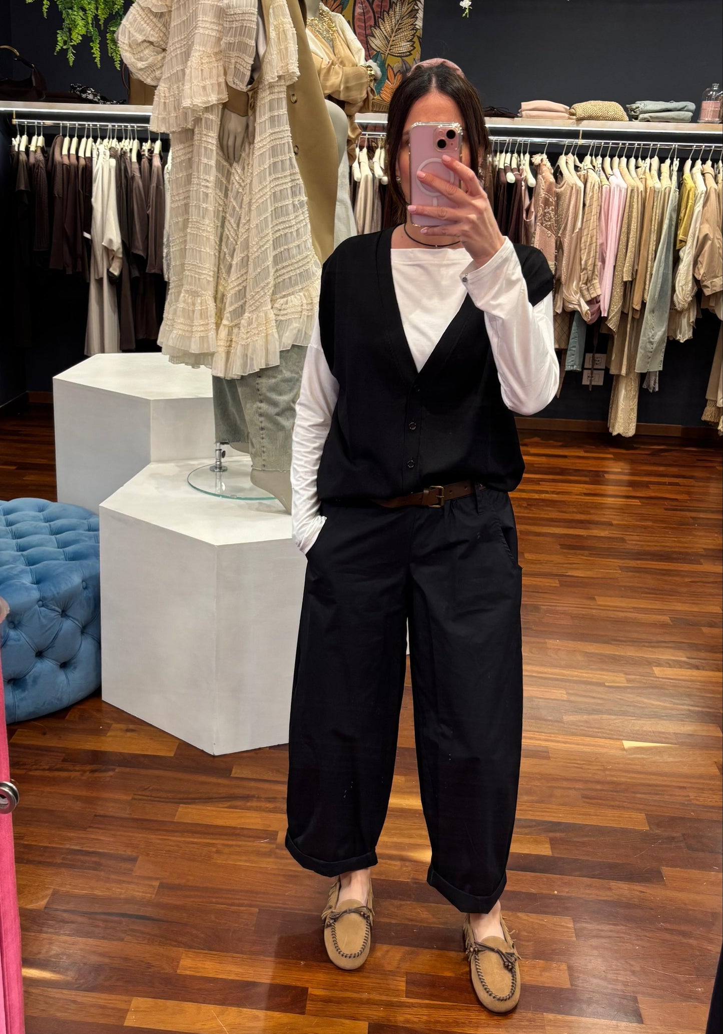 Gilet in filo con bottoni nero - Vicolo