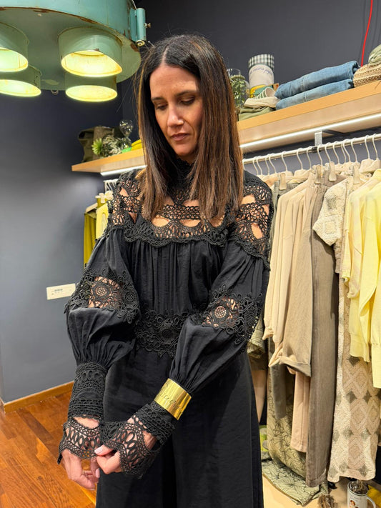 Tuta nera in pizzo macramè - Souvenir