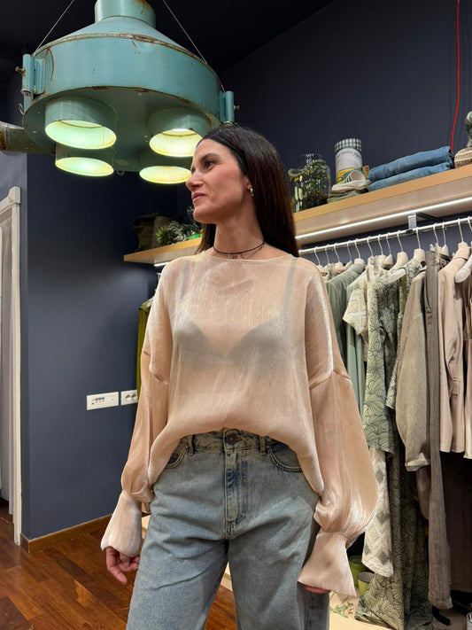 Blusa lucida oro cipria - Souvenir
