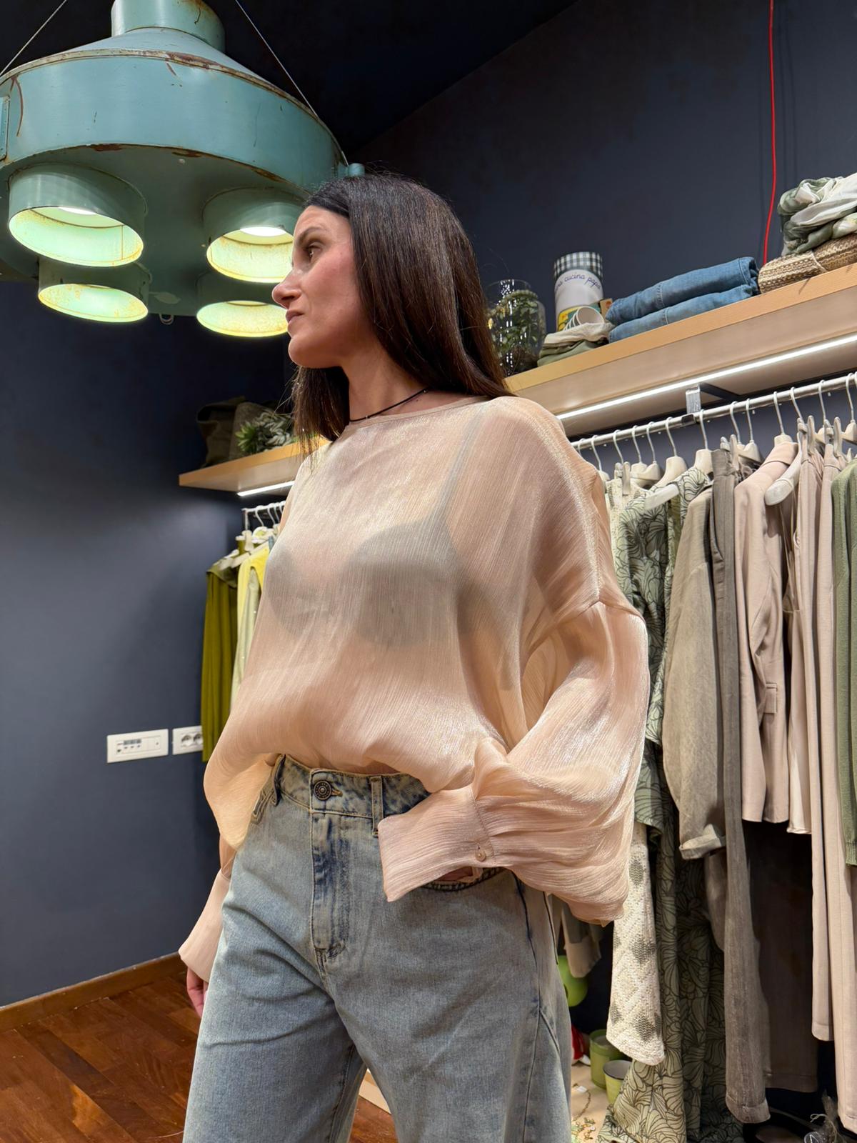 Blusa lucida oro cipria - Souvenir