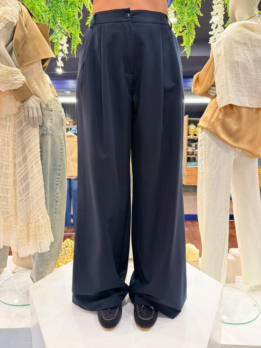 Pantalone palazzo pence blu - Berna