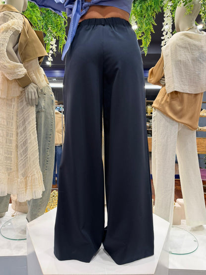 Pantalone palazzo pence blu - Berna