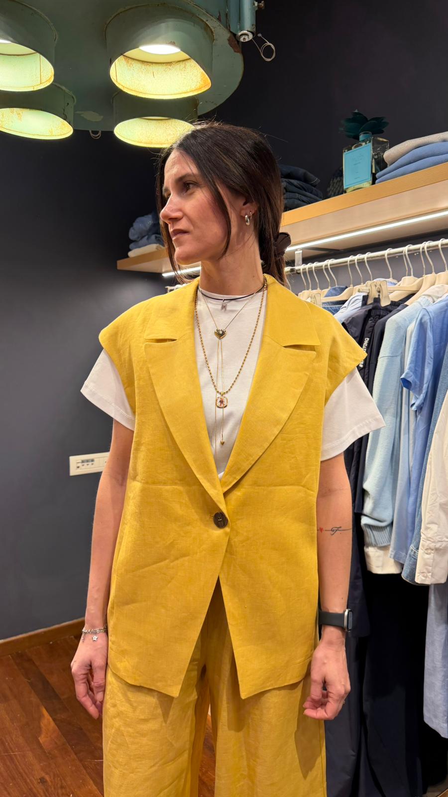 Gilet lino senape- Bohemian