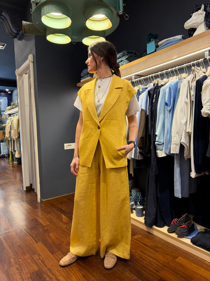 Gilet lino senape- Bohemian