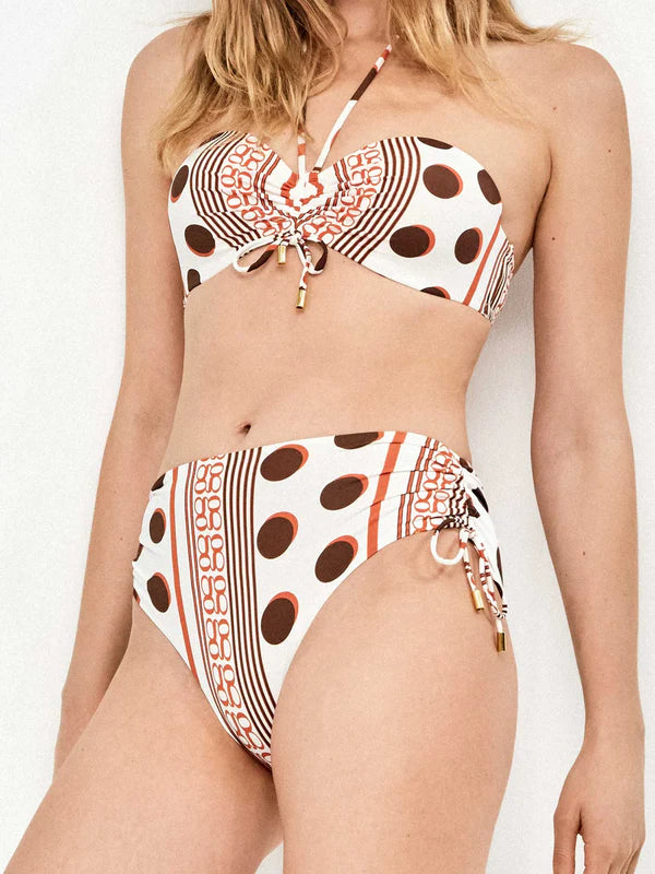 Bikini pois righe e logo e slip alta - Gisela
