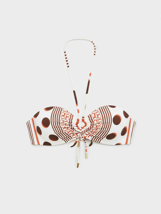 Bikini pois righe e logo e slip alta - Gisela
