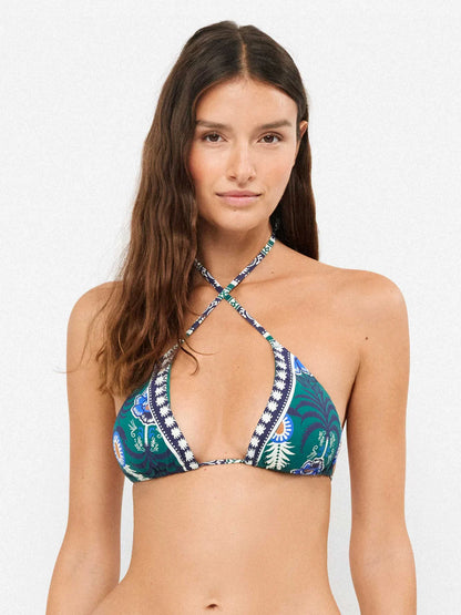 Bikini triangolo e slip verde etnico - Gisela