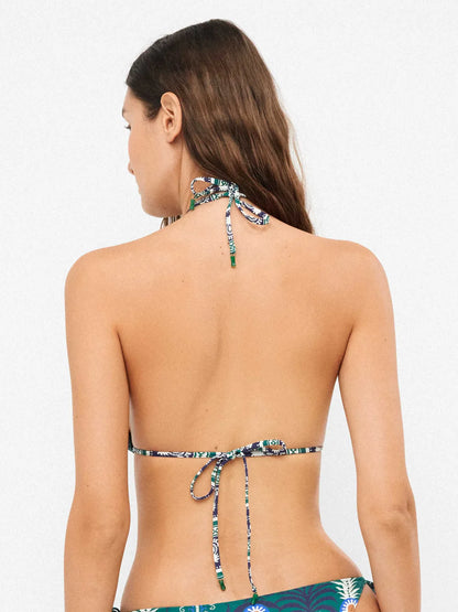 Bikini triangolo e slip verde etnico - Gisela
